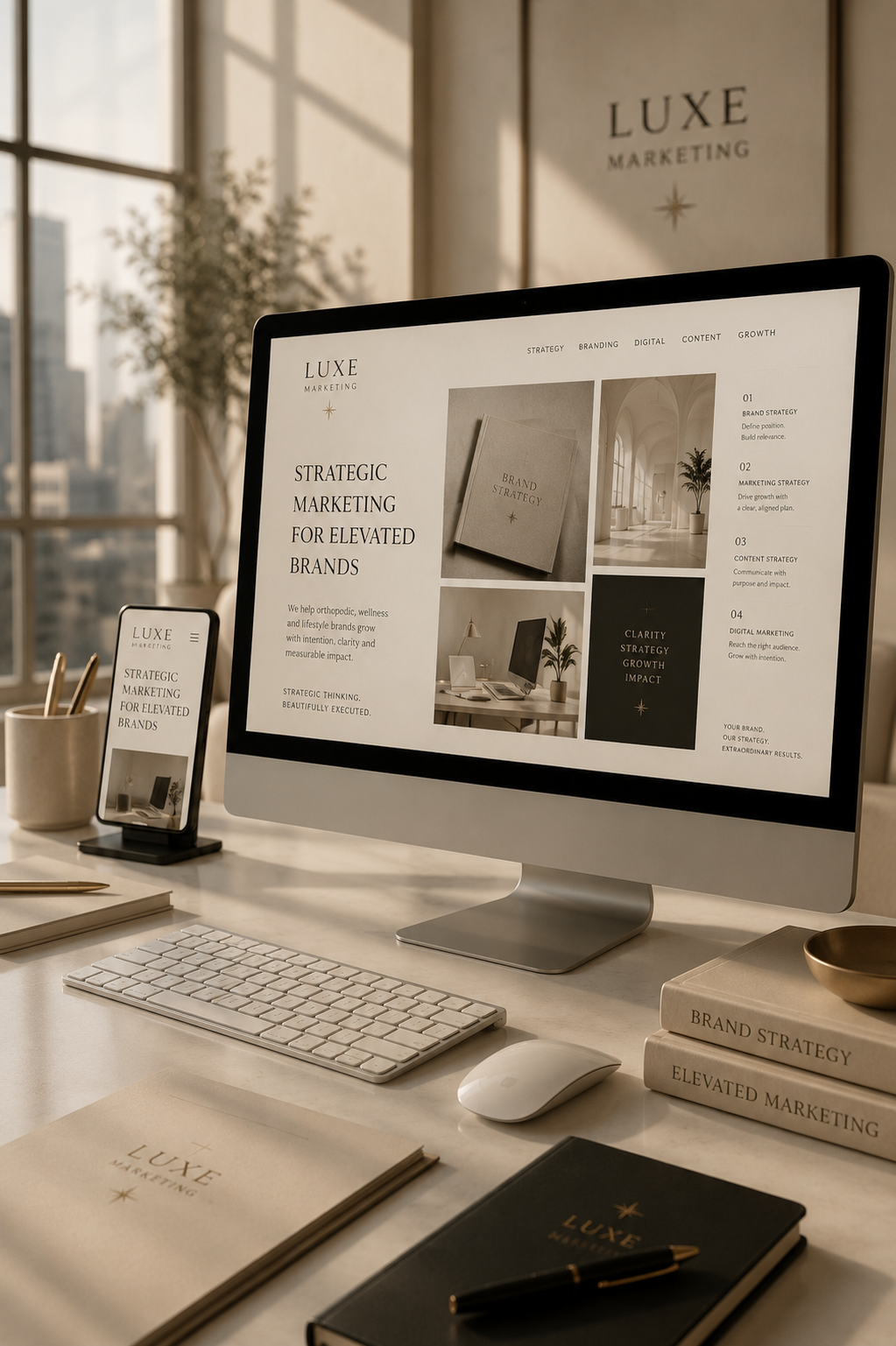 Luxe Marketing Management brand image for wellness and aesthetic marketing services